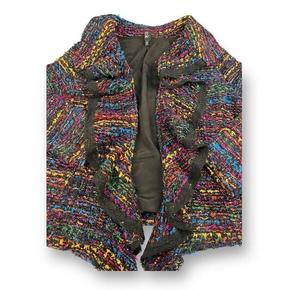 Berek Neiman Marcus Tweed Ruffle Harmony Jacket Size Large - Picture 2 of 5